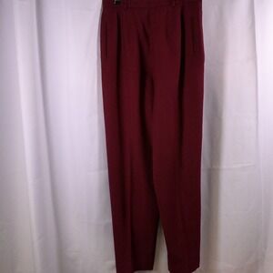 Talbots Side Zip Button Dress Pants Women's 10 Burgundy High Rise USA